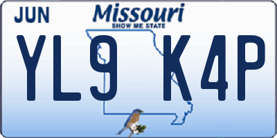 MO license plate YL9K4P