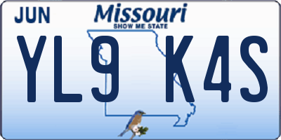 MO license plate YL9K4S