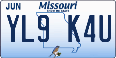MO license plate YL9K4U