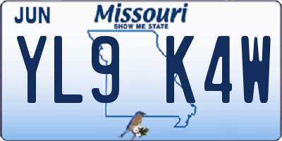 MO license plate YL9K4W