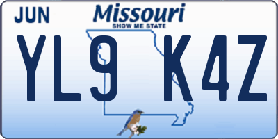 MO license plate YL9K4Z