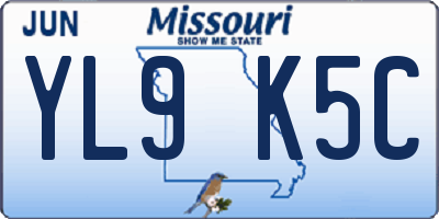 MO license plate YL9K5C