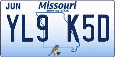 MO license plate YL9K5D