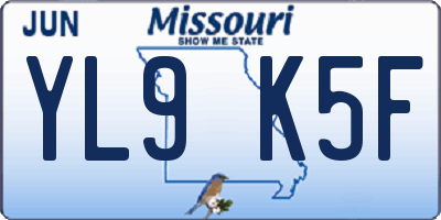 MO license plate YL9K5F