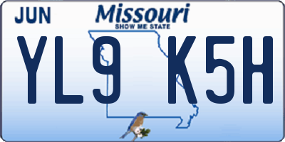 MO license plate YL9K5H