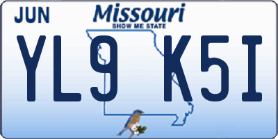 MO license plate YL9K5I