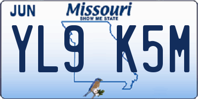 MO license plate YL9K5M