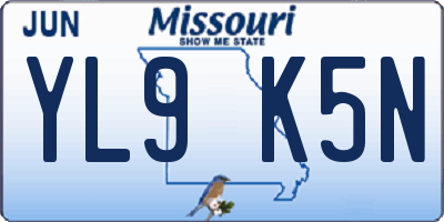 MO license plate YL9K5N