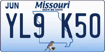 MO license plate YL9K5O