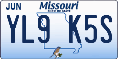 MO license plate YL9K5S
