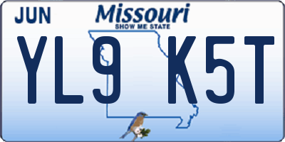 MO license plate YL9K5T