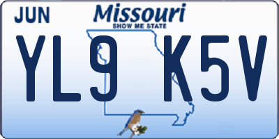 MO license plate YL9K5V