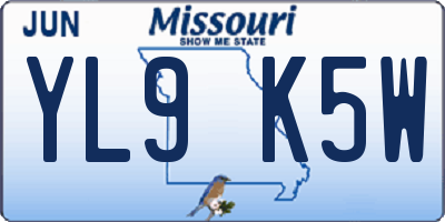 MO license plate YL9K5W