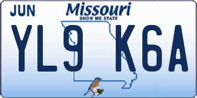 MO license plate YL9K6A