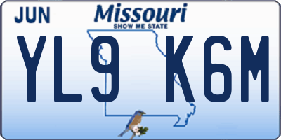 MO license plate YL9K6M
