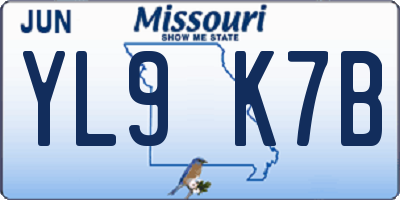 MO license plate YL9K7B