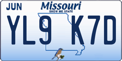 MO license plate YL9K7D