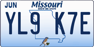 MO license plate YL9K7E