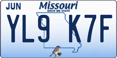 MO license plate YL9K7F