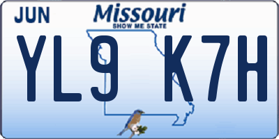 MO license plate YL9K7H