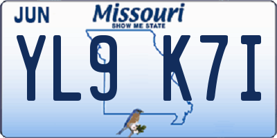 MO license plate YL9K7I