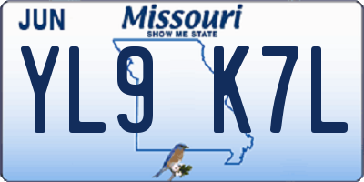 MO license plate YL9K7L