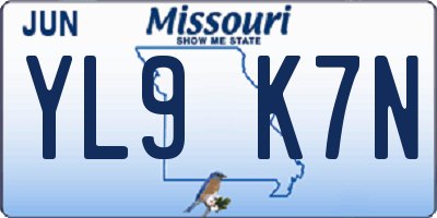 MO license plate YL9K7N