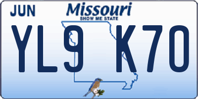 MO license plate YL9K7O