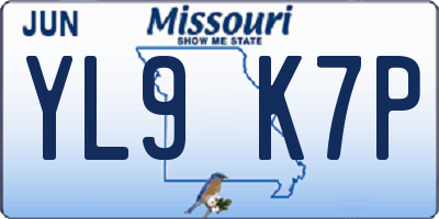 MO license plate YL9K7P