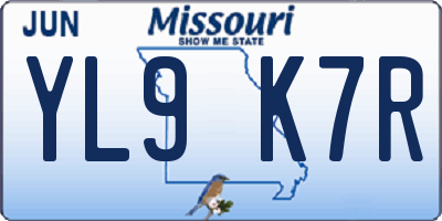 MO license plate YL9K7R