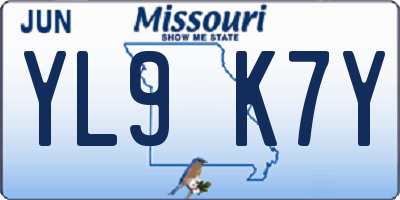 MO license plate YL9K7Y