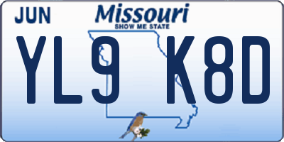 MO license plate YL9K8D