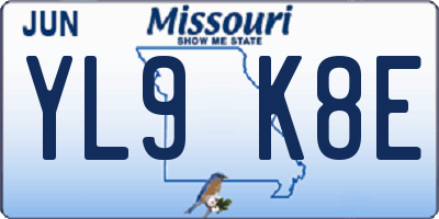 MO license plate YL9K8E