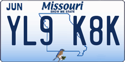 MO license plate YL9K8K