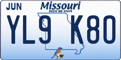 MO license plate YL9K8O