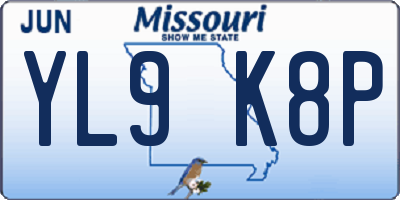 MO license plate YL9K8P