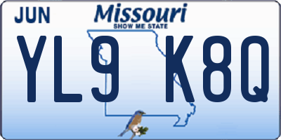 MO license plate YL9K8Q