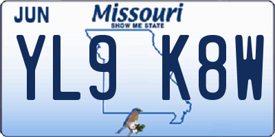 MO license plate YL9K8W