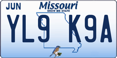 MO license plate YL9K9A