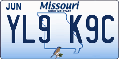 MO license plate YL9K9C