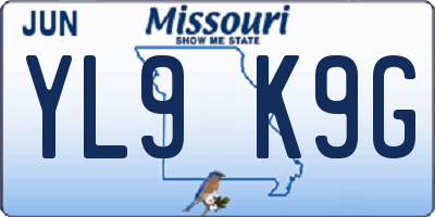 MO license plate YL9K9G