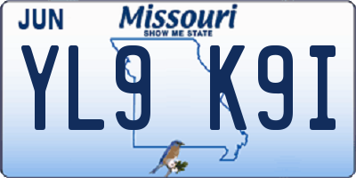 MO license plate YL9K9I