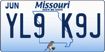 MO license plate YL9K9J