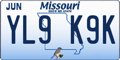 MO license plate YL9K9K