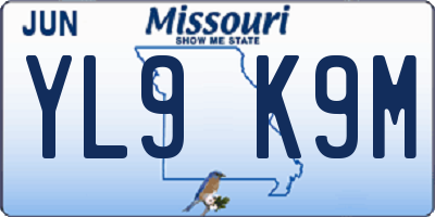 MO license plate YL9K9M