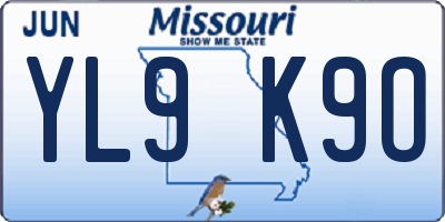 MO license plate YL9K9O