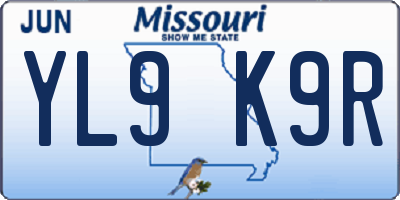MO license plate YL9K9R