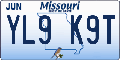 MO license plate YL9K9T