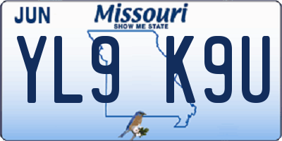 MO license plate YL9K9U