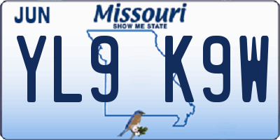 MO license plate YL9K9W